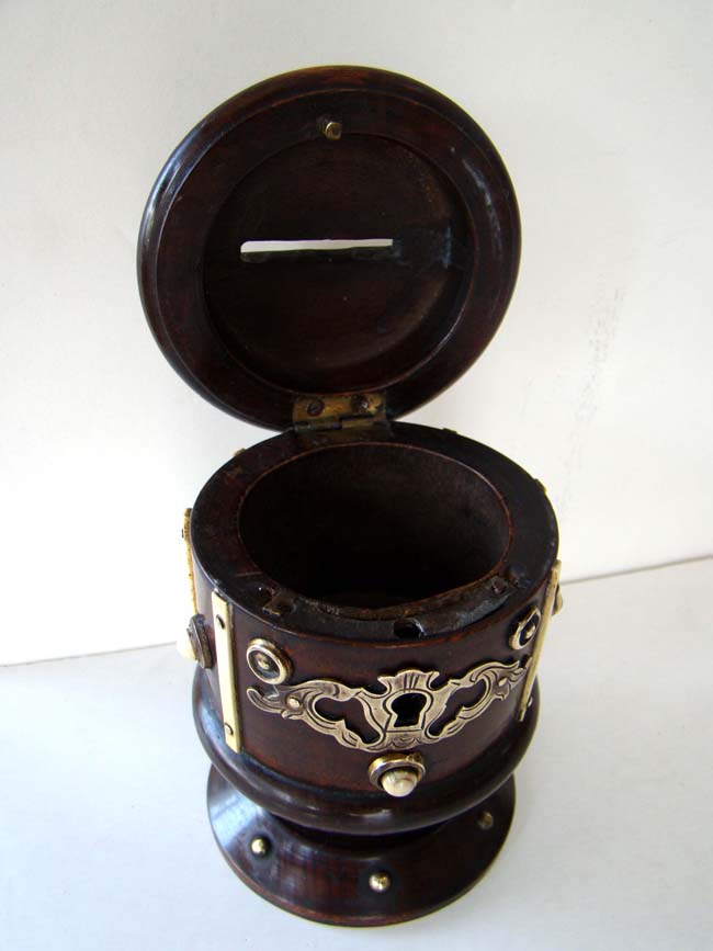 A wonderful Victorian "Treen" child's bank with bone and brass decoration circa 1875 — image 3